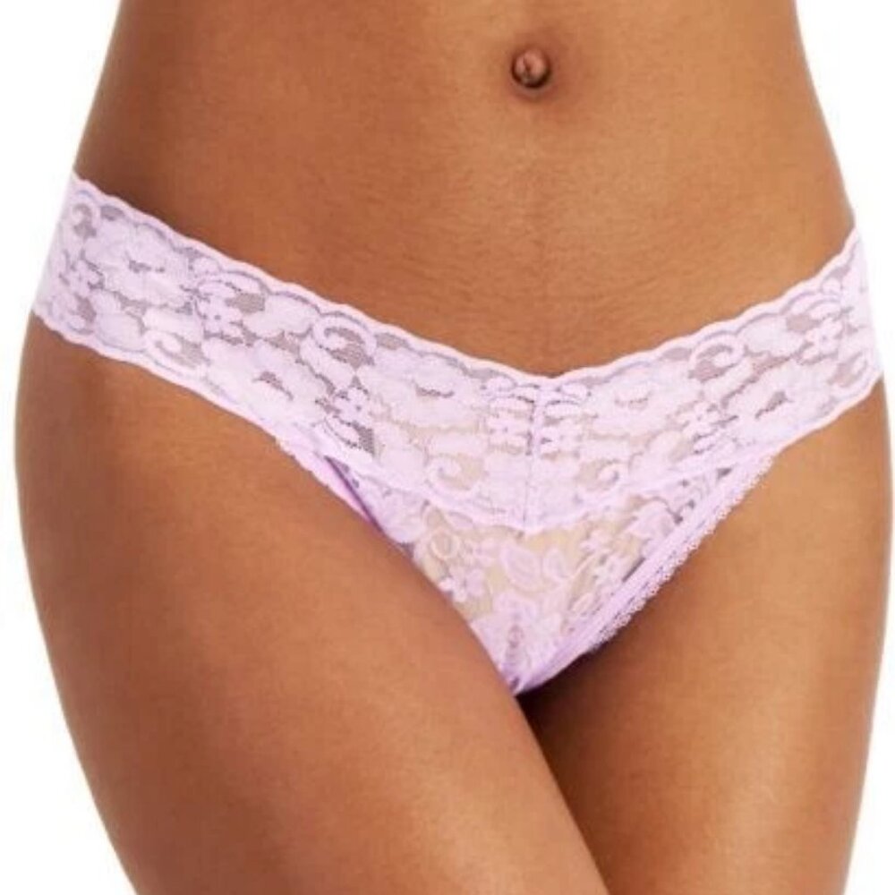 INC International Concepts Women's Lace Thong Panty Underwear, Soft Lilac, XXL